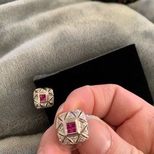 18k ruby and diamond earrings